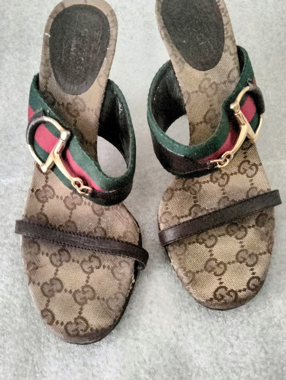 Rare Vintage Gucci Large Horsebit Sandal Heels 7.5B - Picture 2 of 11